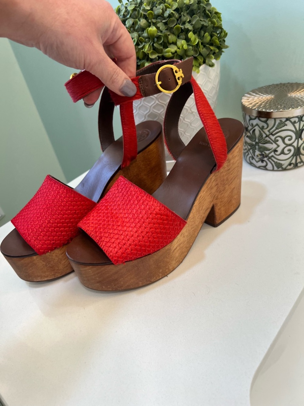 Tory Burch Camilla Platform Clog Sandal in Red